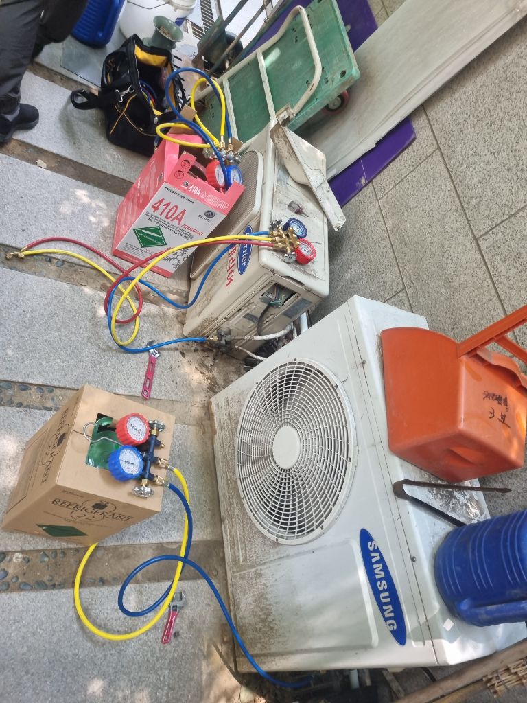 삼성 실외기 R-410A 냉매 충전 작업
